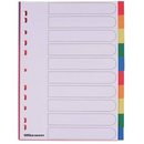 Blank Dividers A4 Assorted Multicolour 10 Part PP (Polypropylene) Rectangular 11 Holes