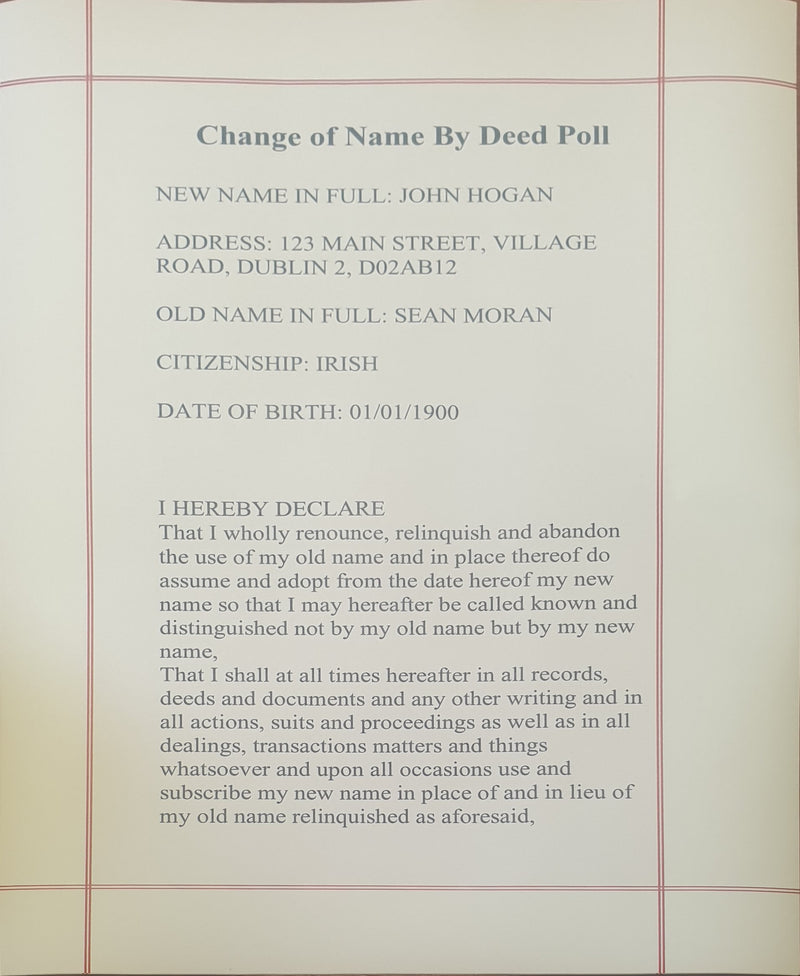 Printed Deed Poll