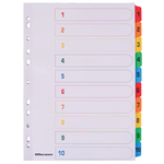 Indices A4 Assorted 10 Part Perforated Card 1 to 10