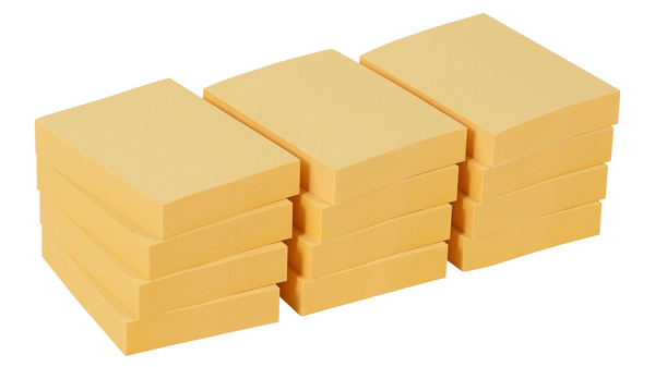 Sticky Notes 38 x 51 mm Yellow - 12 Pads of 100 sheets