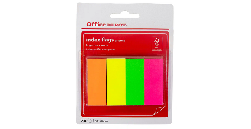 Office Depot Index Flags 20 x 50 mm Assorted 50 x 4 Pack