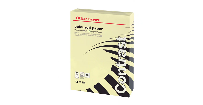 Office Depot A4 Coloured Paper  80 gsm Smooth 500 Sheets